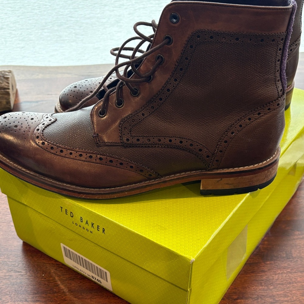 Ted Baker Dark Brown Leather Lace-Up Boots - Picture 3 of 7